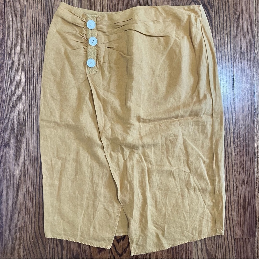 Zara Basic Mustard Yellow Mid Length Skirt Size Large